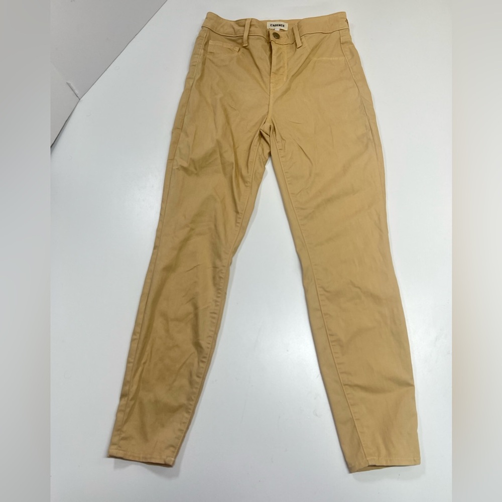 L’AGENCE Margot Skinny High Rise Pants in Natural Khaki Size 25” Waist Stretch